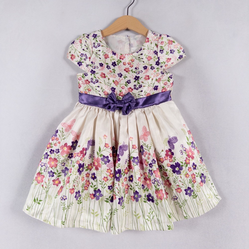 Nanette Baby Dress 24M Multicolor Floral Bow Party Wedding Church Spring Summer